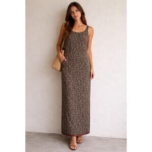 Jones New York 100% Silk Maxi Dress Womens Size 8 Floral Country Classic Grunge